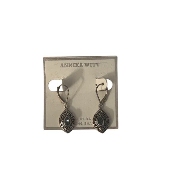 Annika Witt Sterling Silver Teardrop Crystal Drop Dangle Earrings - Picture 2 of 10